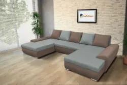 Wixy U Form pasztell taupe és óezüst ágyazható ülőgarnitúra