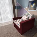 Brumi kinyitható gyerek fotelágy ódon borvörös színű szövet és Teddy macis minta