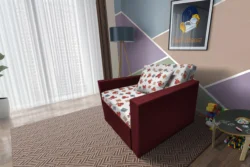 Brumi kinyitható gyerek fotelágy ódon borvörös színű szövet és Teddy macis minta