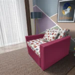 Brumi kinyitható gyerek fotelágy szeder színű szövet és Teddy macis minta