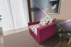 Brumi kinyitható gyerek fotelágy szeder színű szövet és Teddy macis minta