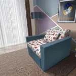 Brumi kinyitható gyerek fotelágy szürkés kadét színű szövet és Teddy macis minta