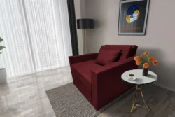 Mama ágyneműtartós fotelágy ódon borvörös színben