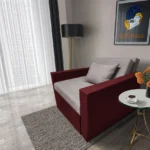 Mama ágyneműtartós fotelágy ódon borvörös – szamárszürke színben