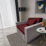 Mama ágyneműtartós fotelágy szamárszürke - ódon borvörös színben