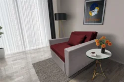 Mama ágyneműtartós fotelágy szamárszürke - ódon borvörös színben