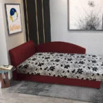 Aroba saroktámlás heverő ódon borvörös színű szövet és Aroba virágos minta