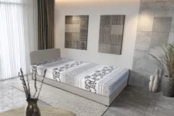 Fáni hagyományos heverő ezüst serlegszürke színű szövet és elefántos minta mágikus 90x200 cm fekvőfelülettel