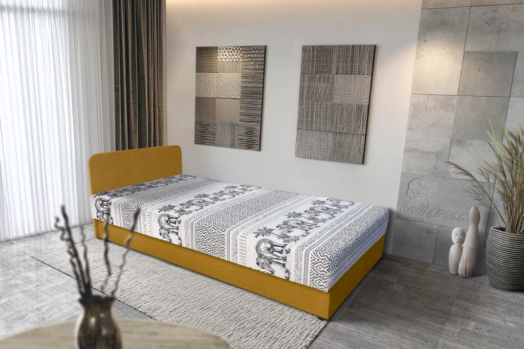 Fáni hagyományos heverő őszarany színű szövet és elefántos minta