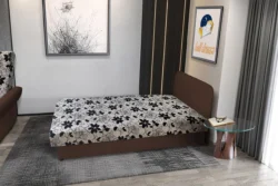 Virág hagyományos heverő sötét mahagóni szövet és Aroba virágos minta