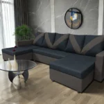 WOW U alakú sarokkanapé kvarcszürke - ónix szövet