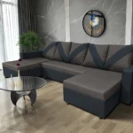 WOW U alakú sarokkanapé ónix - kvarcszürke szövet