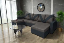 WOW U alakú sarokkanapé ónix - kvarcszürke szövet