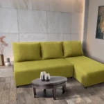 Lívia sarokkanapé elragadó őszi levélzöld szövettel