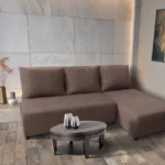 Lívia sarokkanapé elragadó pasztell taupe szövettel