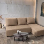 Lívia sarokkanapé elragadó világos fahéj szövettel