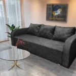 Dalmata kanapé ágyazható ágyneműtartós sötétszürke zsákszövet