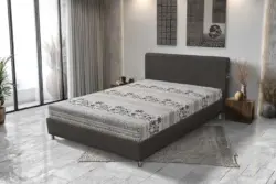 Elefántos franciaágy kvarcszürke és elefánt mintás szövet