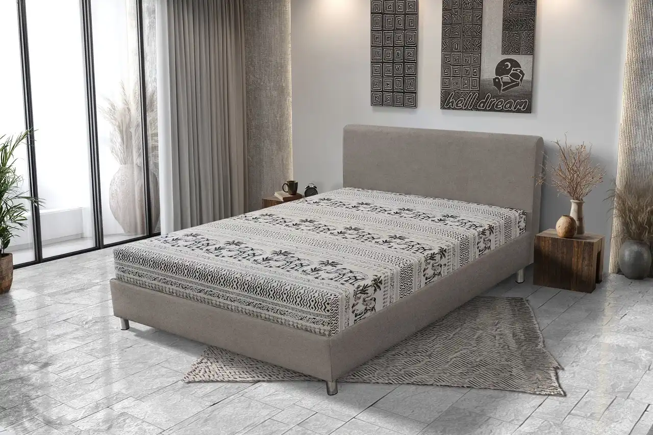 Elefántos franciaágy szamárszürke és elefánt mintás szövet