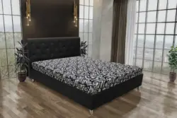 Gyémánt franciaágy fekete és tosca mintás szövet lenyűgöző swarovski kövekkel