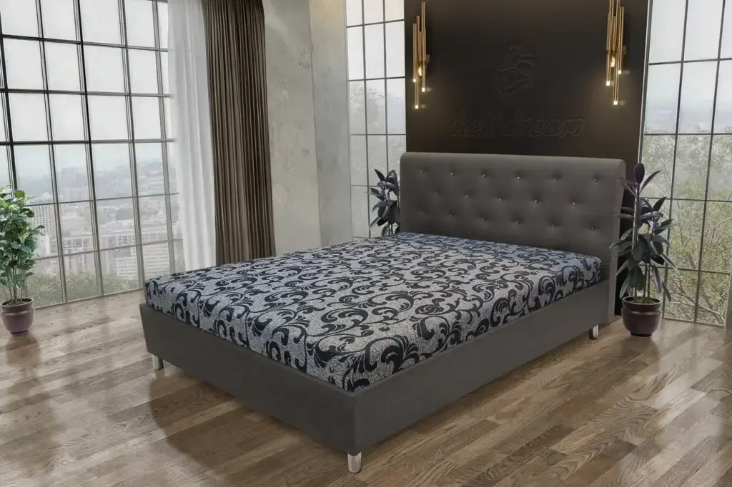 Gyémánt franciaágy kvarcszürke és fabia mintás szövet lenyűgöző swarovski kövekkel