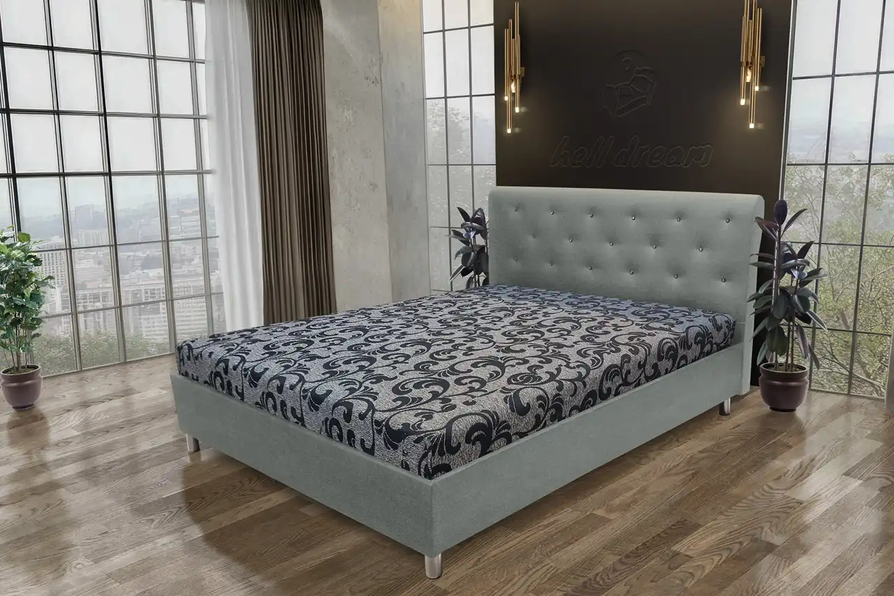 Gyémánt franciaágy óezüst és fabia mintás szövet lenyűgöző swarovski kövekkel