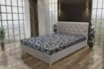 Gyémánt franciaágy szamárszürke és fabia mintás szövet lenyűgöző swarovski kövekkel