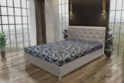 Gyémánt franciaágy szamárszürke és fabia mintás szövet lenyűgöző swarovski kövekkel