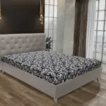 Gyémánt franciaágy szamárszürke és tosca mintás szövet lenyűgöző swarovski kövekkel