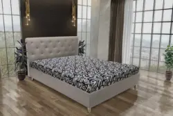 Gyémánt franciaágy szamárszürke és tosca mintás szövet lenyűgöző swarovski kövekkel