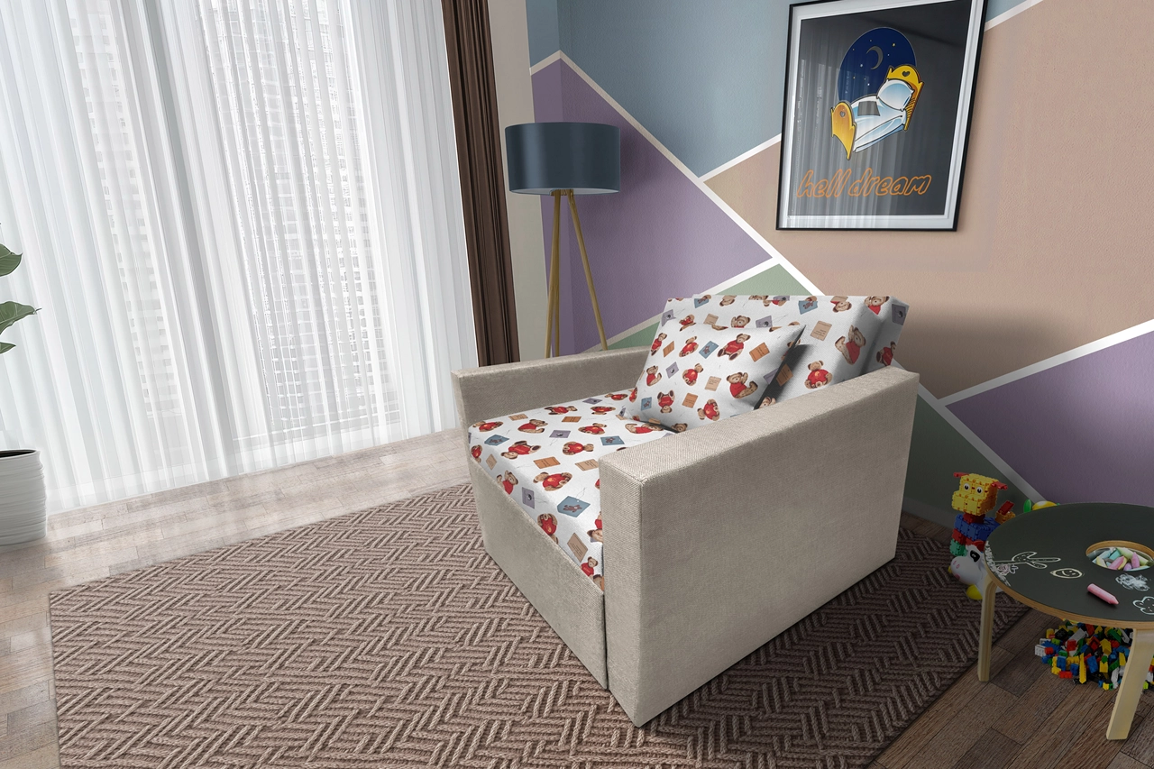 Brumi kinyitható gyerek fotelágy ezüst serlegszürke színű szövet