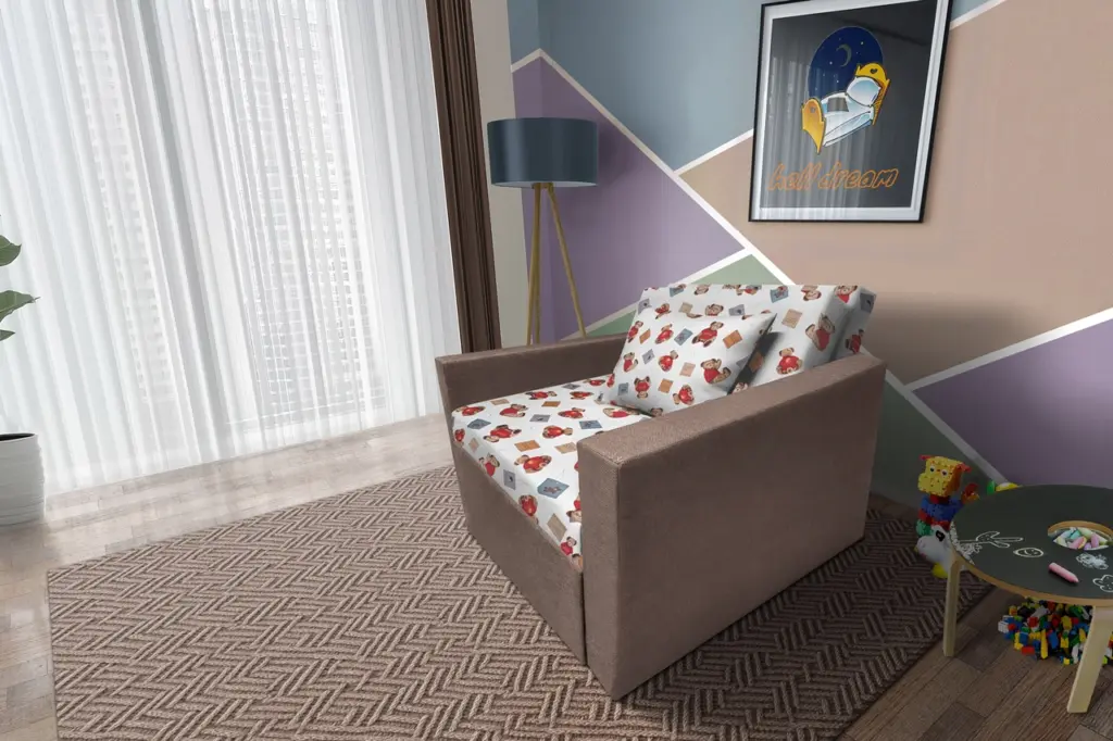 Brumi kinyitható gyerek fotelágy pasztell taupe színű szövet