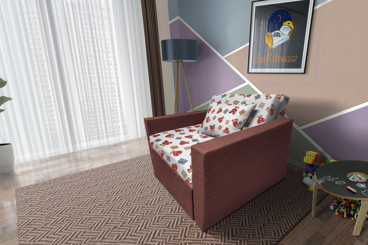 Brumi kinyitható gyerek fotelágy toszkán vörös színű szövet