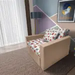 Brumi kinyitható gyerek fotelágy világos fahéj színű szövet