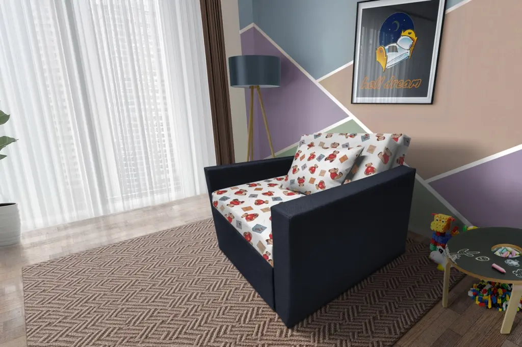 Brumi kinyitható gyerek fotelágy világos ónix szövet