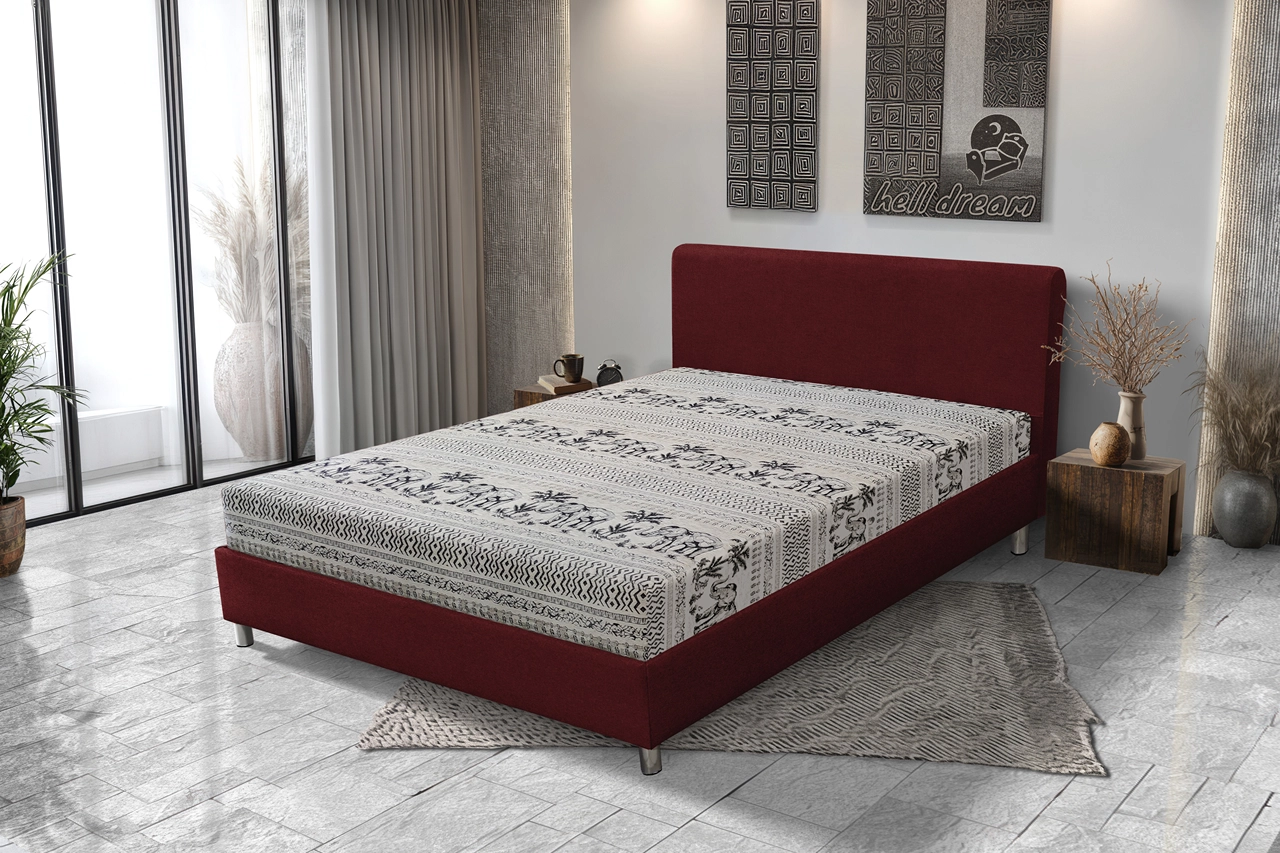 Elefántos Franciaágy ódon borvörös és elefánt mintás