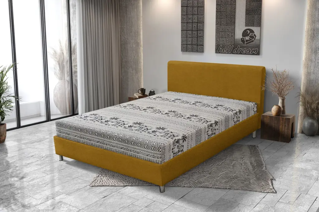 Elefántos Franciaágy őszarany és elefánt mintás szövet