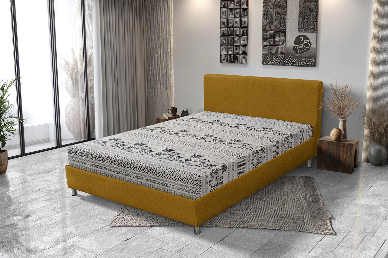 Elefántos Franciaágy őszarany és elefánt mintás szövet