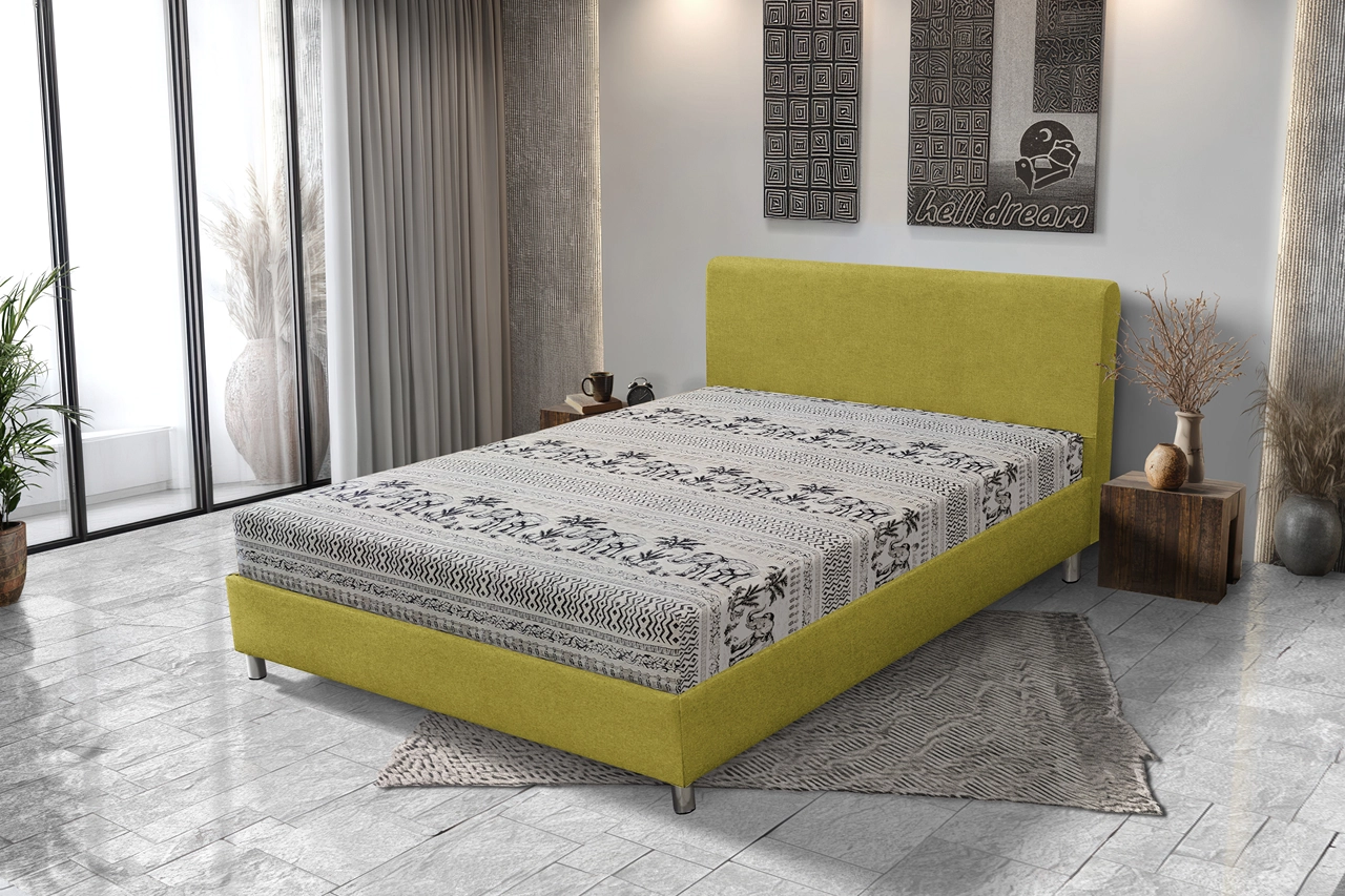 Elefántos Franciaágy őszi levélzöld és elefánt mintás szövet