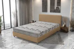 Elefántos Franciaágy világos fahéj és elefánt mintás szövet