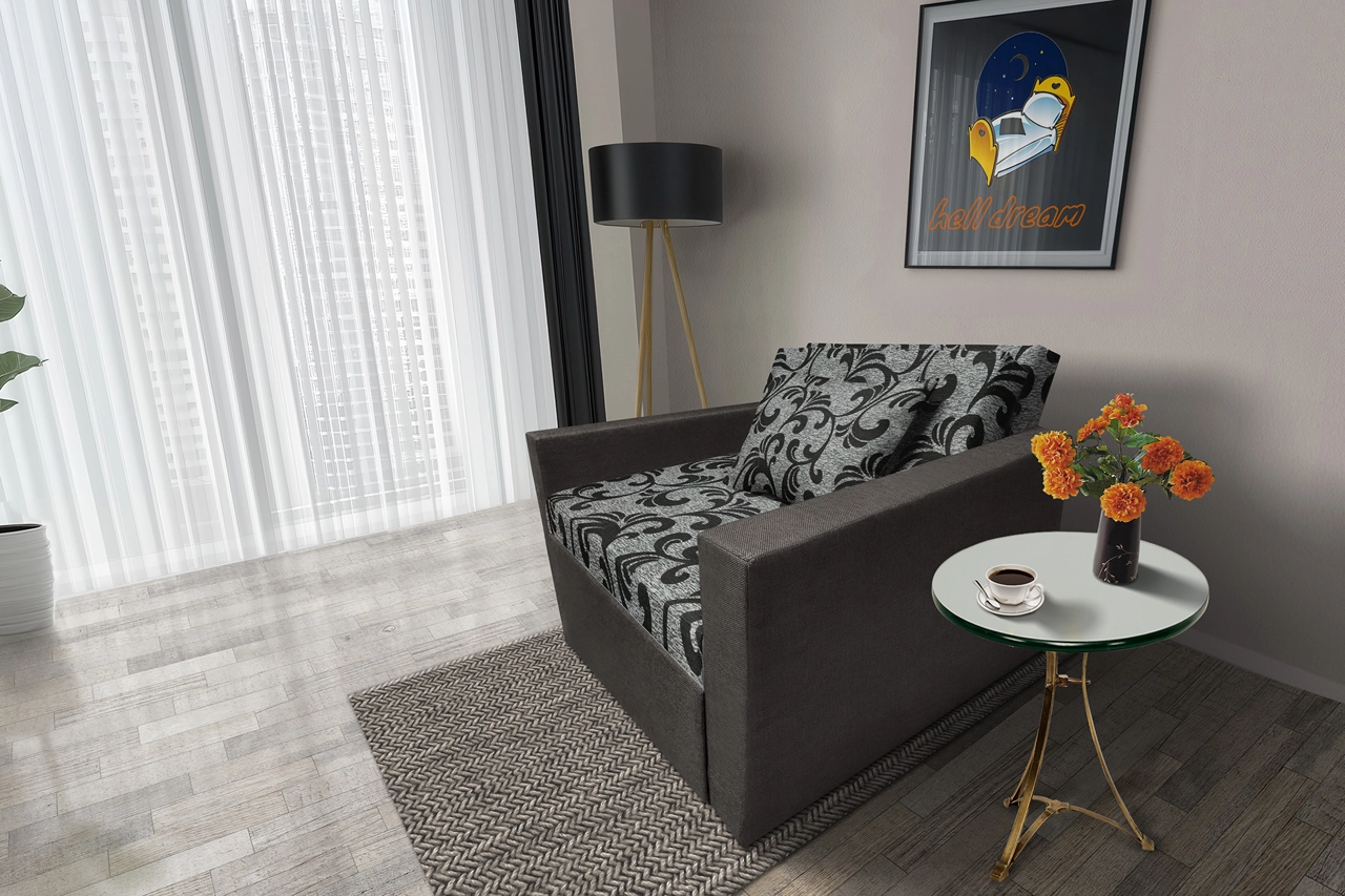 Fábia ágyneműtartós fotelágy kvarcszürke szövet