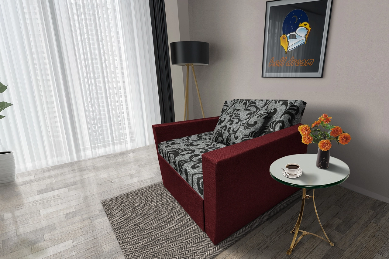 Fábia ágyneműtartós fotelágy ódon borvörös szövet