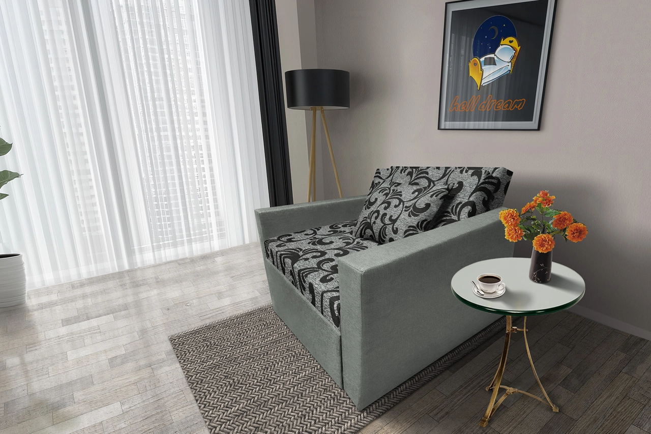 Fábia ágyneműtartós fotelágy óezüst szövet