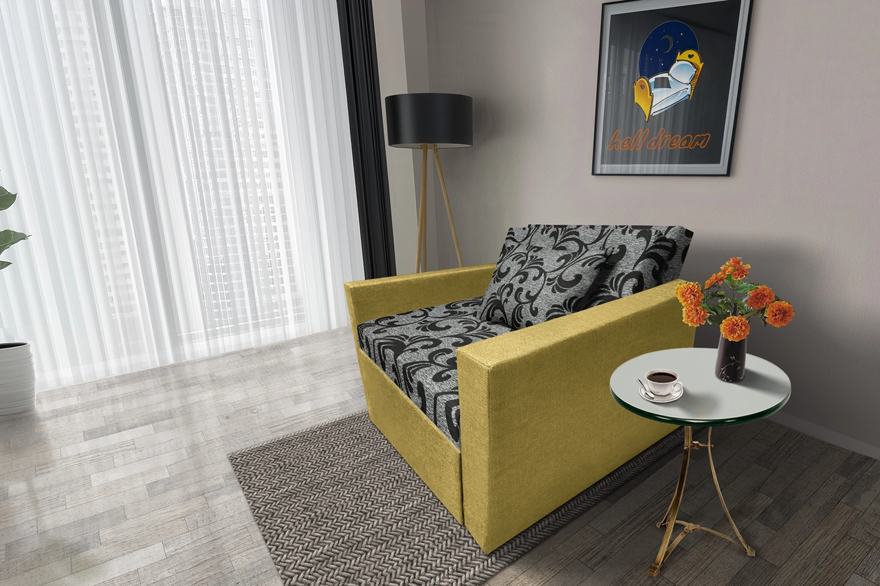 Fábia ágyneműtartós fotelágy száraz olíva szövet