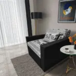 Fáni ágyneműtartós fotelágy fekete szövet elefánt minta