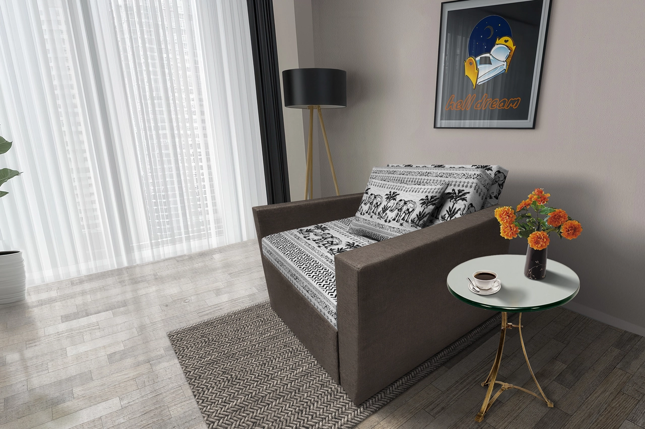 Fáni ágyneműtartós fotelágy mély földszürke szövet