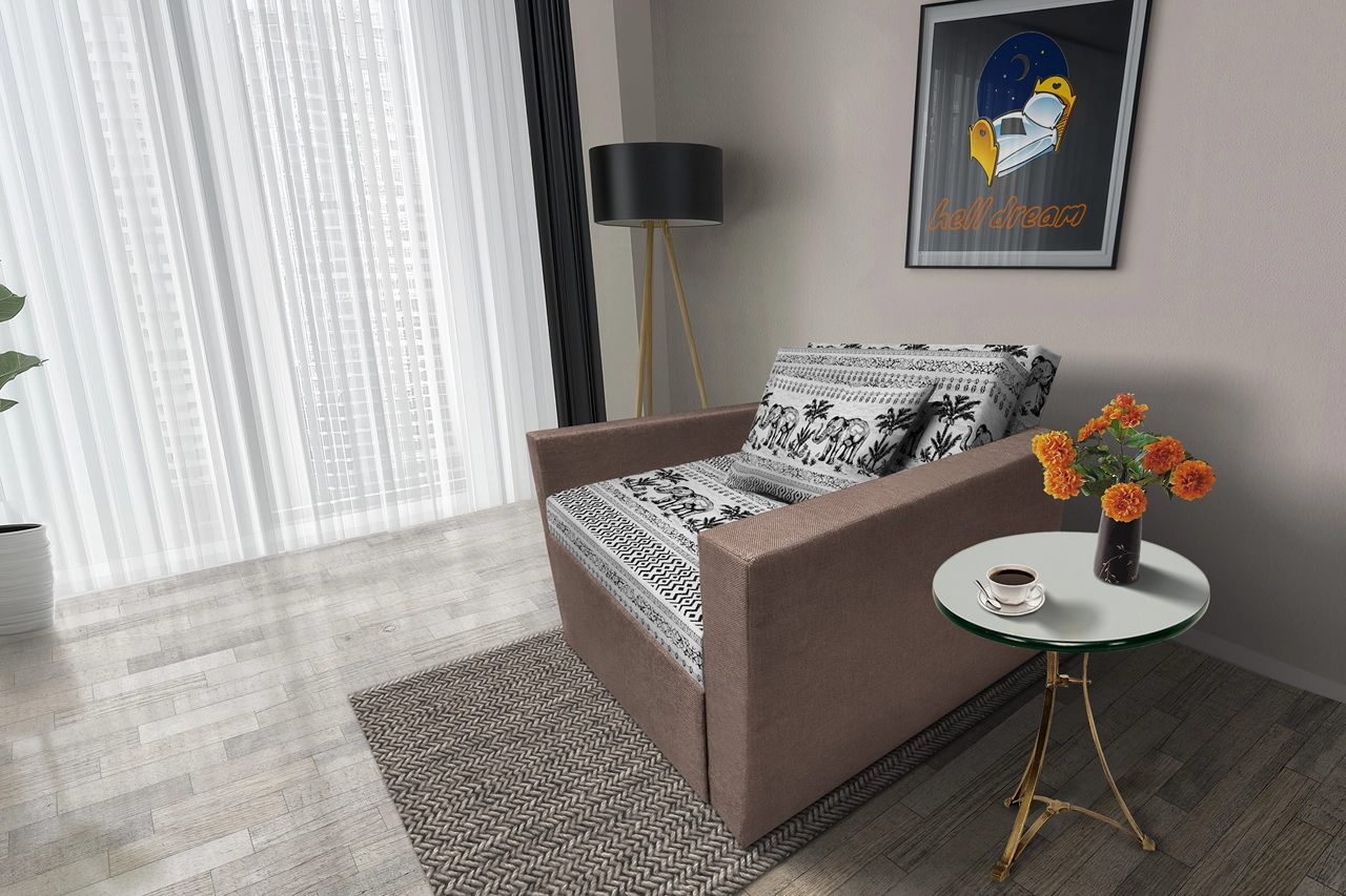 Fáni ágyneműtartós fotelágy pasztell taupe szövet