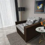 Fáni ágyneműtartós fotelágy sötét mahagóni szövet