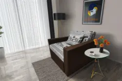 Fáni ágyneműtartós fotelágy sötét mahagóni szövet