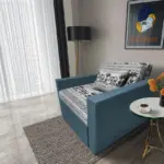 Fáni ágyneműtartós fotelágy szürkés kadét szövet